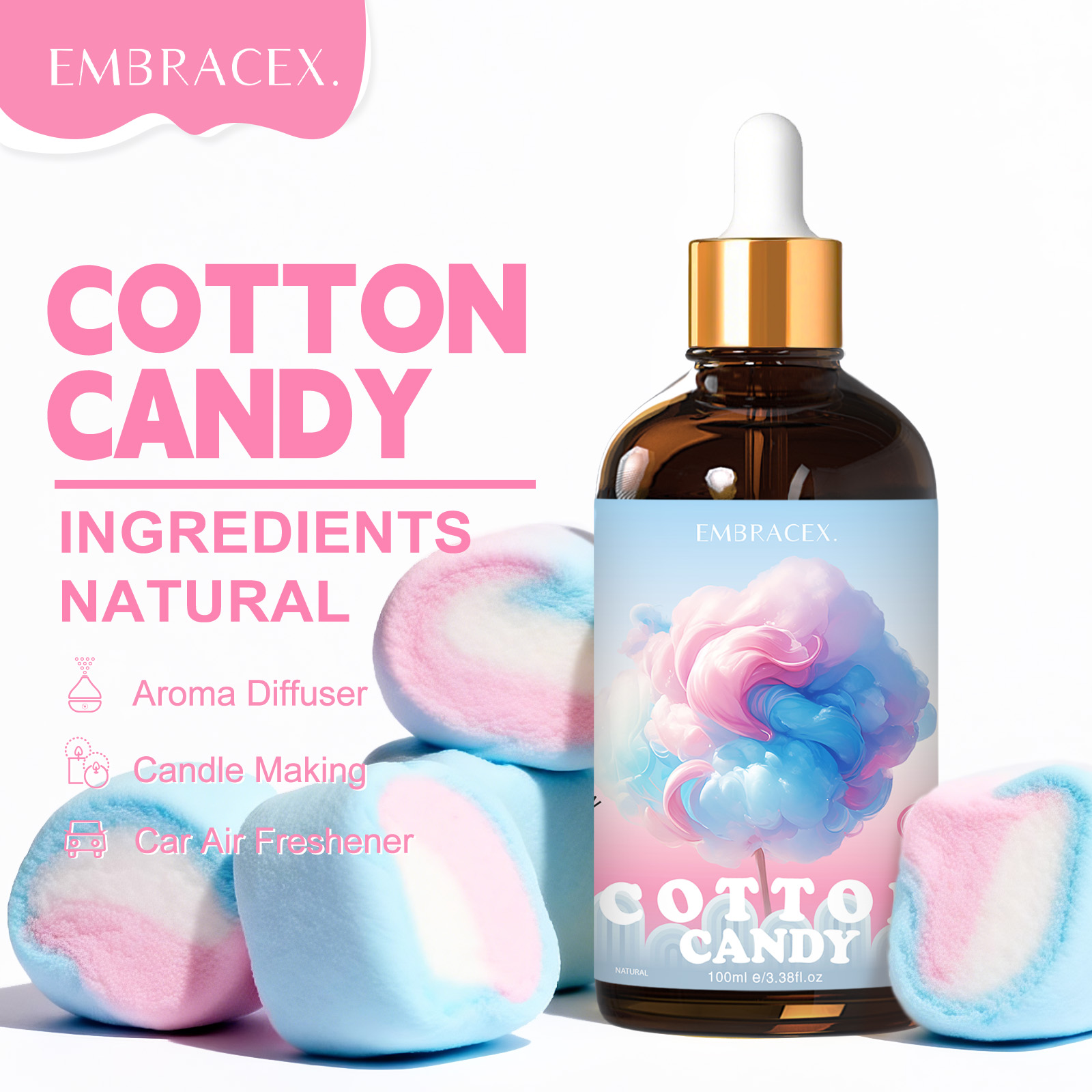 Candle Fragrance - น้ำมันหอมกลิ่นสายไหม 100 มล. สำหรับทำเทียนและเครื่องกระจายกลิ่น ของขวัญสำหรับเพื่อน กลิ่นหอมหวาน