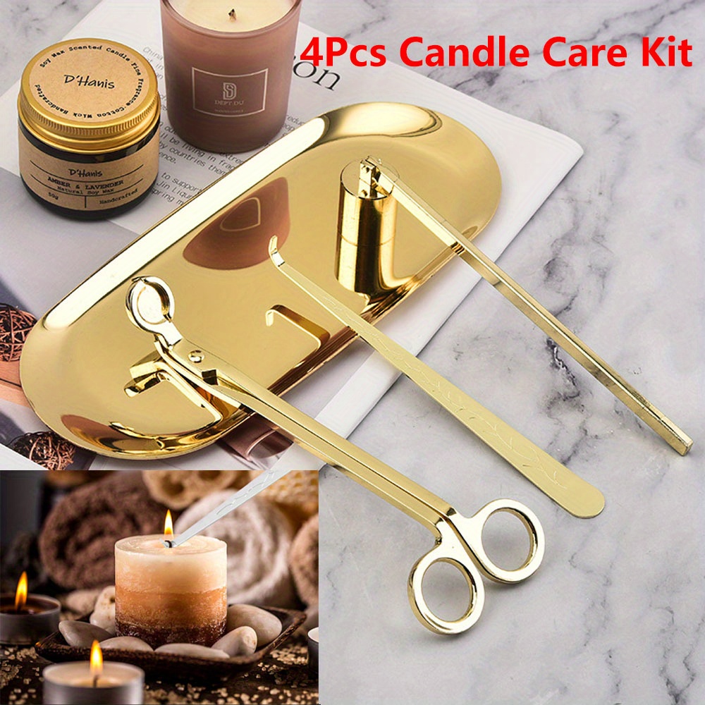 Candle Wick - 4 ชิ้น/เซ็ตหรูหราเทียนชุดดูแลสแตนเลส Wick Trimmer กรรไกรเครื่องดับเพลิงตะขอเทียนอุปกรณ์เสริมชุด DIY