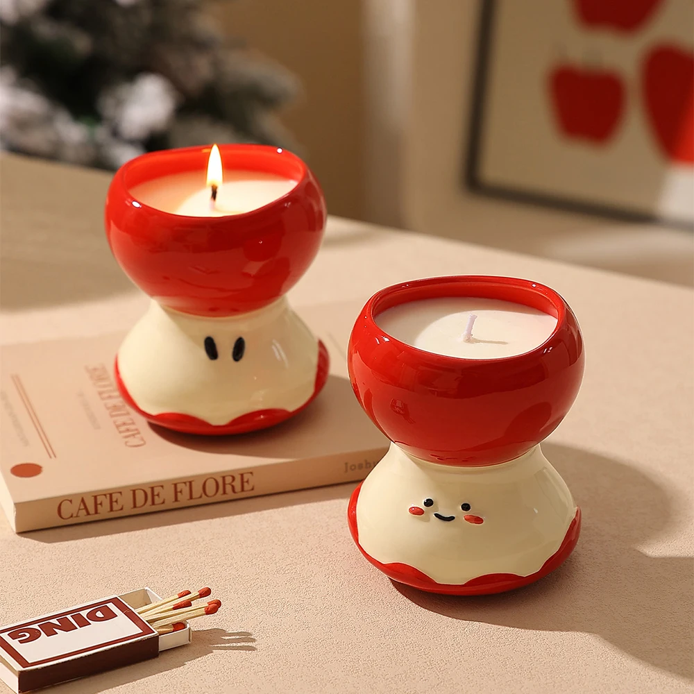 Soy Wax - เทียนหอมรูปแอปเปิลน่ารัก คุณภาพสูง ของขวัญขึ้นบ้านใหม่ 200 มล. ของตกแต่งห้องนอน